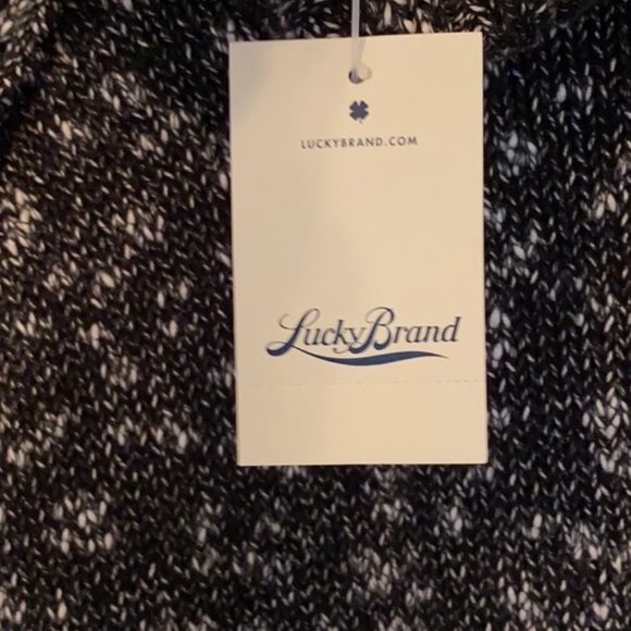 NWT Lucky Brand Heathered Black & White Soft Knit Soft Cowl Neck Sweater - Picture 4 of 6